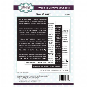 Creative Expressions - Wordies Sentiment Sheets - Sweet Baby Pk 4 6 in x 8 in - CEW020