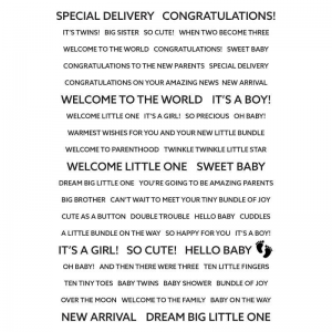 Creative Expressions - Wordies Sentiment Sheets - Sweet Baby Pk 4 6 in x 8 in - CEW020