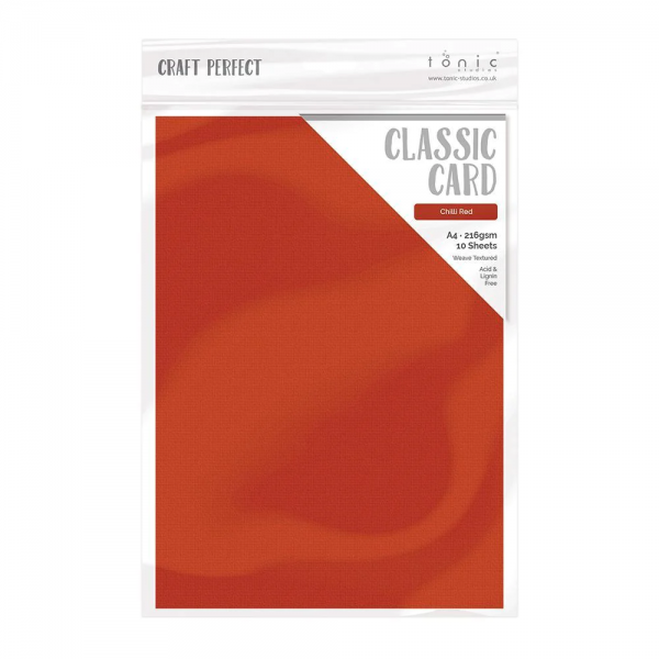 Craft Perfect - Classic Card - Chilli Red - Weave Textured - A4 (10/PK) - 9075e