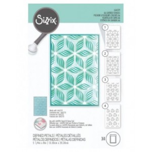 Sizzix - A6 Layered Stencils 4PK - Defined Petals - 666529