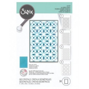 Sizzix - A6 Layered Stencils 4PK - Geo Crystals - 666530