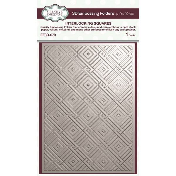 Creative Expressions - Interlocking Squares 5 in x 7 in 3D Embossing Folder - EF3D-079