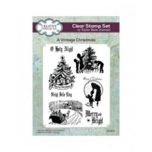 Creative Expressions - Taylor Made Journals A Vintage Christmas 6 in x 8 in Clear Stamp Set - CEC1104