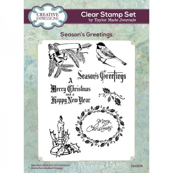 Creative Expressions - Taylor Made Journals Season's Greetings 6 in x 8 in Clear Stamp Set - CEC1105