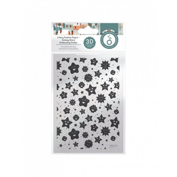 Tonic Studios - A Very Festive Fayre Cutesy Stars 3d Embossing Folder - 5556e