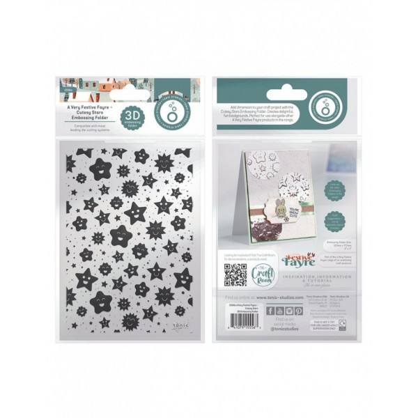Tonic Studios - A Very Festive Fayre Cutesy Stars 3d Embossing Folder - 5556e