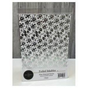Jamie Rodgers Crafts - Silver Entwined Pansies - Foiled Inkables Sheets Pack 5 - jrc-cm103