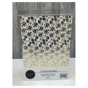 Jamie Rodgers Crafts - Gold Entwined Pansies - Foiled Inkables Sheets Pack 5 - jrc-cm104