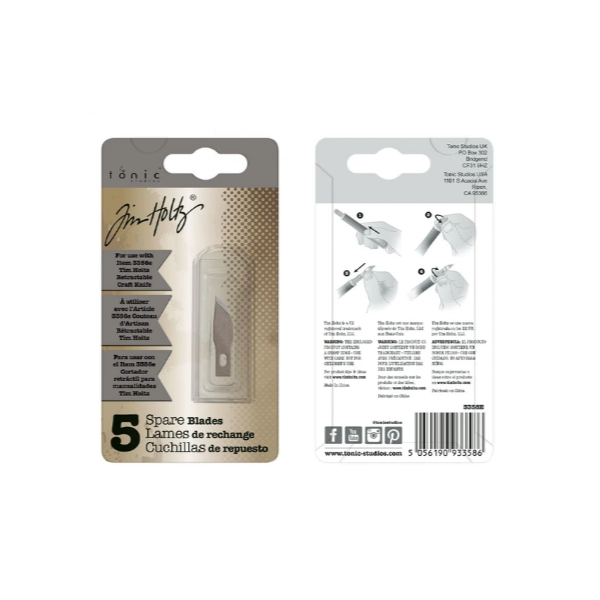 TONIC STUDIOS - Tim Holtz Retractable Craft Knife - Spare Blade Pack (Wide Point) - 5 spare blades - 3358e