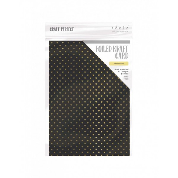 Craft Perfect - Foiled Kraft Card - Heart of Gold - A4 - 280gsm - 9352e